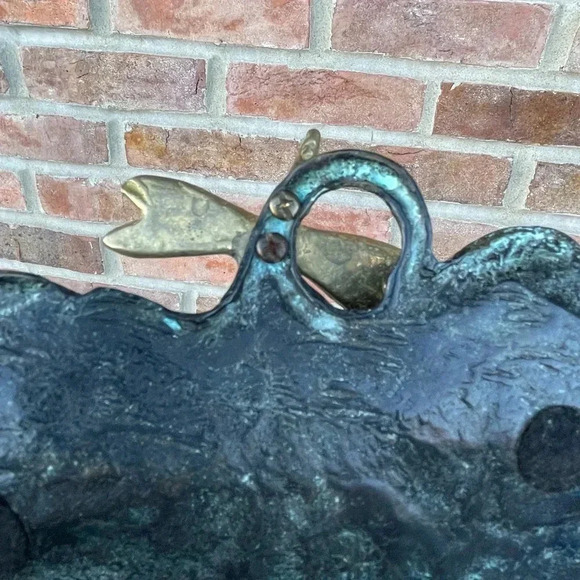 Large Brass Leaf Dragon Fly Trinket Dish Bowl Plate Catchall Accent MCM - Picture 5 of 5